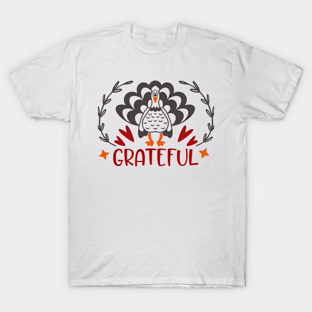 grateful turkey thanksgiving T-Shirt by little.tunny